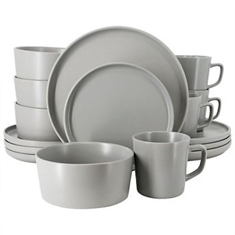 Elama Luxmatte Light Grey 16 pc Dinnerware Set