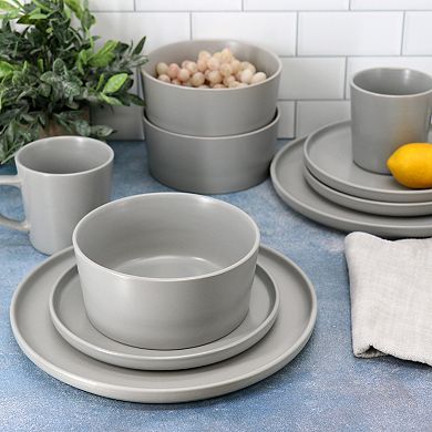 Elama Luxmatte Light Grey 16 Piece Dinnerware Set