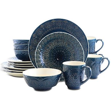 Elama Petra 16 Piece Stoneware Dinnerware Set