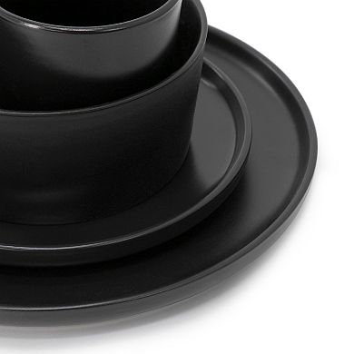Elama Luxmatte Black 16 Piece Dinnerware Set