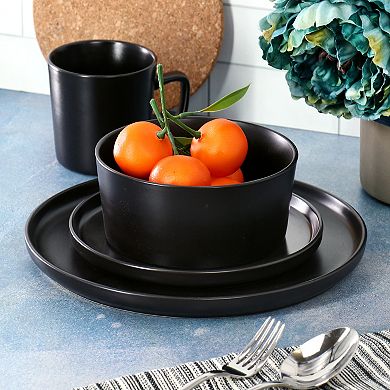 Elama Luxmatte Black 16 Piece Dinnerware Set
