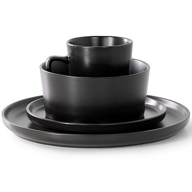 Elama Luxmatte Black 16 Piece Dinnerware Set