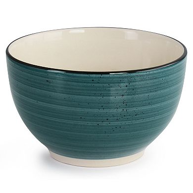 Elama Gia 24 Piece Round Stoneware Dinnerware Set in Dark Green