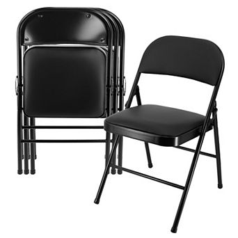 Elama 4 pc Metal Folding Chair with Padded Seats in Black