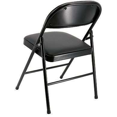 Elama 4 Piece Metal Folding Chair with Padded Seats in Black