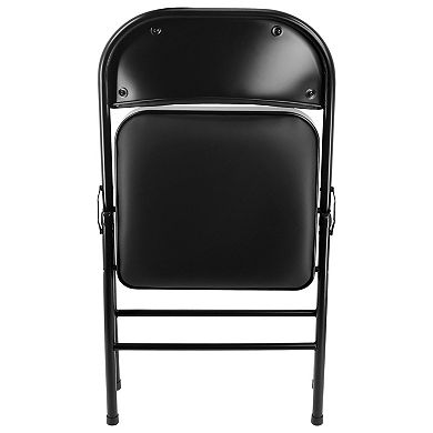Elama 4 Piece Metal Folding Chair with Padded Seats in Black
