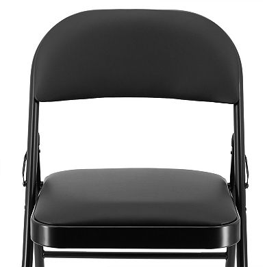 Elama 4 Piece Metal Folding Chair with Padded Seats in Black