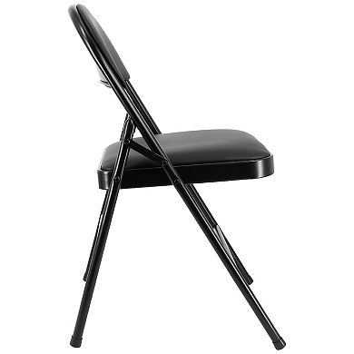 Elama 4 Piece Metal Folding Chair with Padded Seats in Black