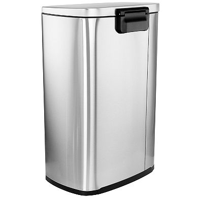 Elama 3 Piece 13 Gallon and 1.3 Gallon Stainless Steel Step Trash Bin Combo Set