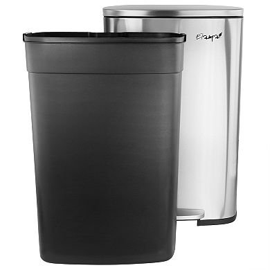 Elama 3 Piece 13 Gallon and 1.3 Gallon Stainless Steel Step Trash Bin Combo Set