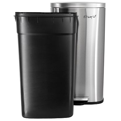 Elama 2 piece 8 Gallon Each Rectangular Stainless Steel Twin Step Trash Bins