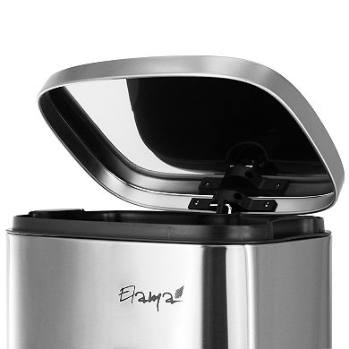 Elama 2 piece 8 Gallon Each Rectangular Stainless Steel Twin Step Trash Bins