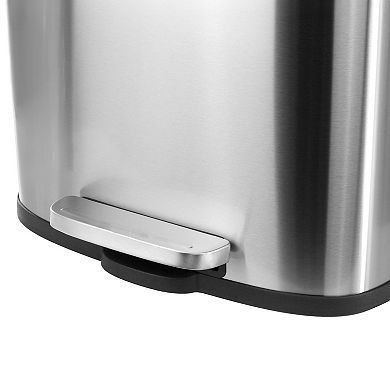 Elama 2 piece 8 Gallon Each Rectangular Stainless Steel Twin Step Trash Bins