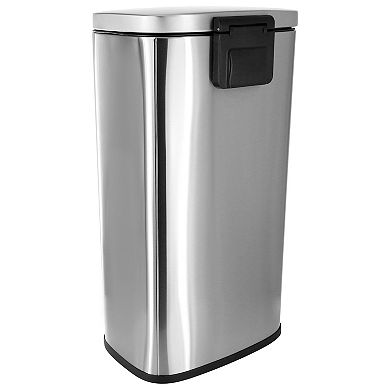 Elama 2 piece 8 Gallon Each Rectangular Stainless Steel Twin Step Trash Bins