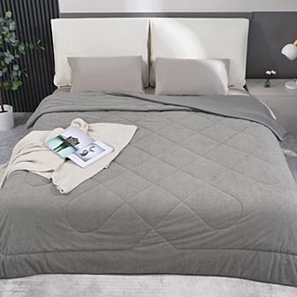 Reversible Plush Comforter Warm Quilted Bedding with Faux Alpaca Fleece