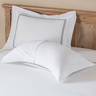 Hotel Luxury 200TC Cotton Percale Duvet Cover Set, Check Embroidery