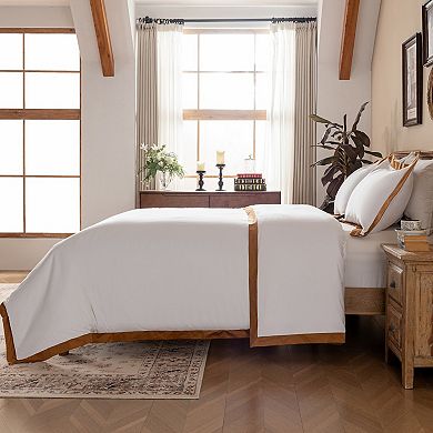 Hotel Luxury 400TC Cotton Sateen Linden Border Duvet Cover Set