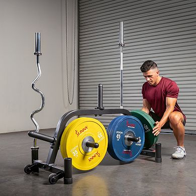 Sunny Health & Fitness Premium Portable Weight Plates & Barbell Storage Rack