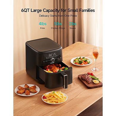 HiCOZY 10-in-1 Air Fryer 6-qt Family Size, 400F for Crispy Meals