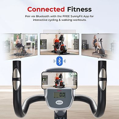 Sunny Health & Fitness Essentials Series Magnetic Smart Recumbent Bike
