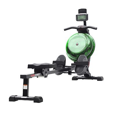 Sunny Health & Fitness Hydro + Dual Resistance Smart Magnetic Water Rower