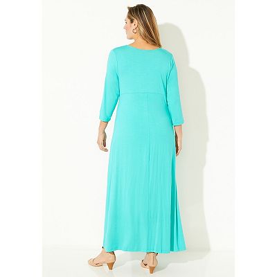 knee length dresses for ladies Catherine Baby-Blue Asymmetrical Pleated Long-Sleeve Maxi Dress, M / Blue