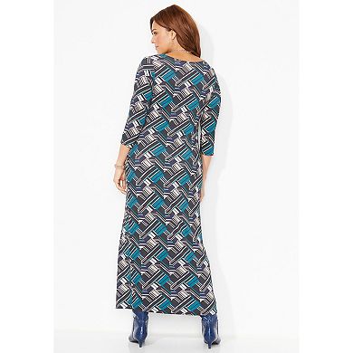 Catherines Anywear Beaded Medallion Maxi Dress