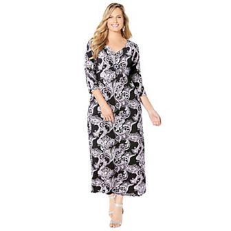 Catherines Women's Plus Size Anywear Beaded Medallion Maxi Dress