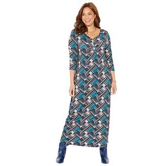 Catherines Women's Plus Size Anywear Beaded Medallion Maxi Dress