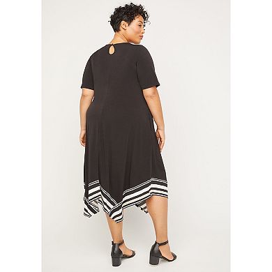 Catherines Women's Plus Size Stoneywood Stripe A-Line Dress (With Pockets)
