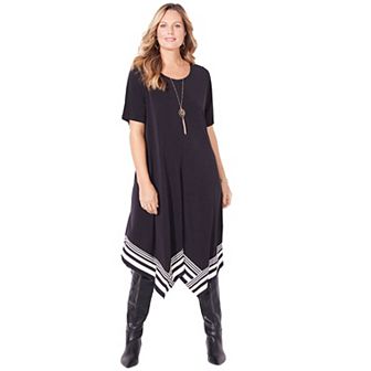 Catherines Women's Plus Size Stoneywood Stripe A-Line Dress (With Pockets)