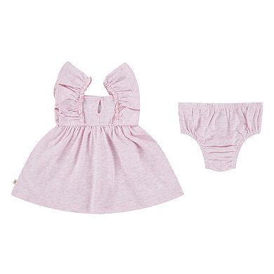 Newborn Baby Girls Huggies Babywear Organic Ruffle Dress & Diaper Cover 2-Piece Set