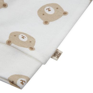 Newborn Baby Boys Huggies Babywear Organic Bear Top Pants & Hat 3-Piece Set