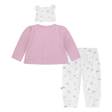 Newborn Baby Girls Huggies Babywear Organic Top Butterfly Pants & Hat 3-Piece Set