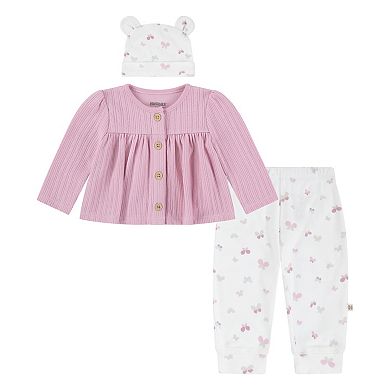 Newborn Baby Girls Huggies Babywear Organic Top Butterfly Pants & Hat 3-Piece Set