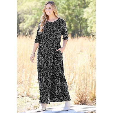 Catherines Women's Plus Size Maxi Dress & Scarf Duet
