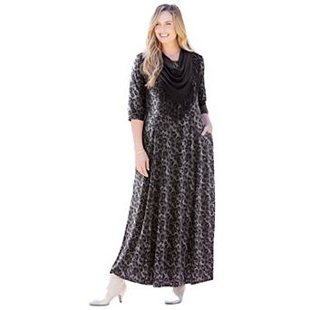 Catherines Women's Plus Size Maxi Dress & Scarf Duet