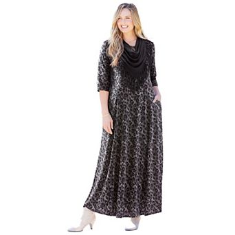 Catherines Women's Plus Size Maxi Dress & Scarf Duet
