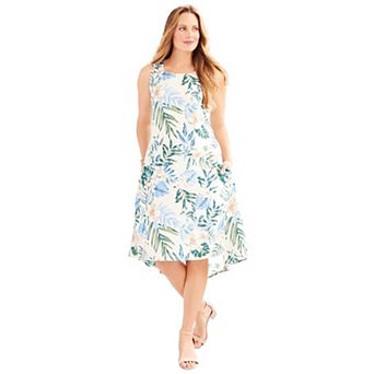 Catherines Women's Plus Size A-Line Linen Blend High-Low Dress