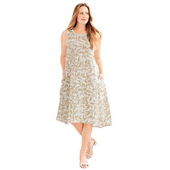Catherines Women's Plus Size A-Line Linen Blend High-Low Dress