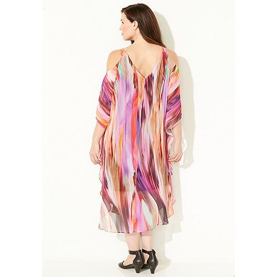 Catherines Women's Plus Size Open-Shoulder Chiffon Dress