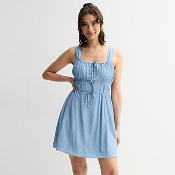 Juniors' Pink Republic Short Front Tie Dress