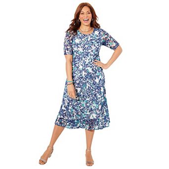 Catherines Women's Plus Size Stretch Lace Fit & Flare Dress