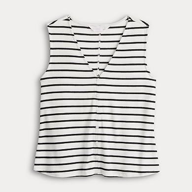 Women's LC Lauren Conrad V-Neck Button Up Knit Top