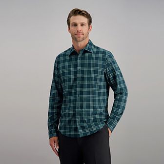 Haggar® Long Sleeve Slim Fit Performance Button Down Plaid Shirt