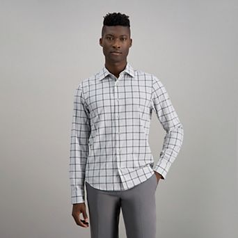 Haggar® Long Sleeve Slim Fit Performance Button Down Plaid Shirt