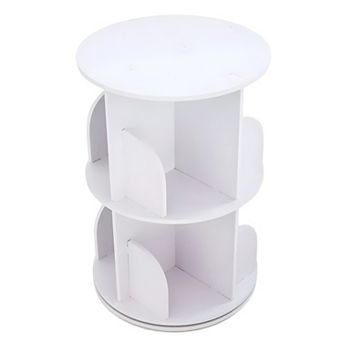 2 tier Rotating Bookshelf Storage Rack White