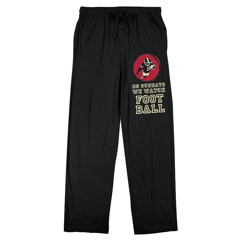 Men's "On Sundays We Watch Football" Sleep Pants, Size: XL, Black
