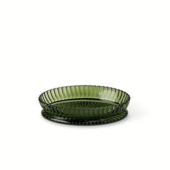 MAISON DE BASE Green Ribbed Glass Soap Dish