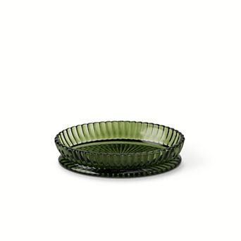 MAISON DE BASE Green Ribbed Glass Soap Dish
